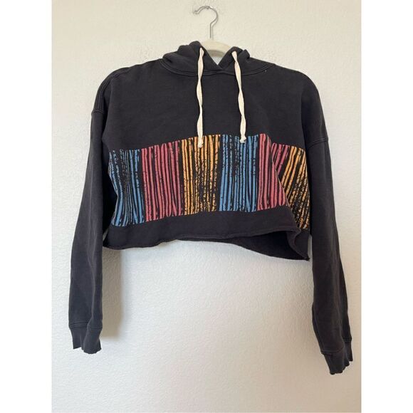 RE/DONE Graphic Print Crew Neck Hooded Cropped Sweatshirt NEW - Picture 2 of 5